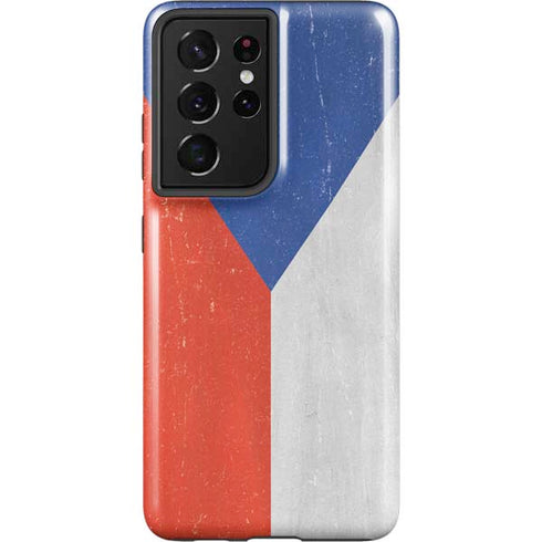 Czech Republic Flag Distressed Galaxy S21 Ultra 5G Pro Case